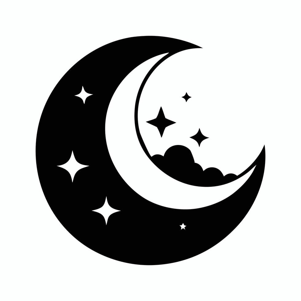 high quality of moon silhouette illustration vector
