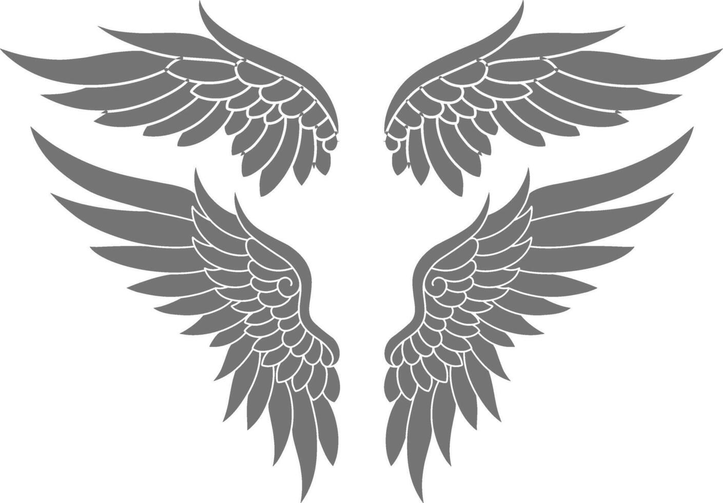 Set of angel wings silhouette illustrations vector