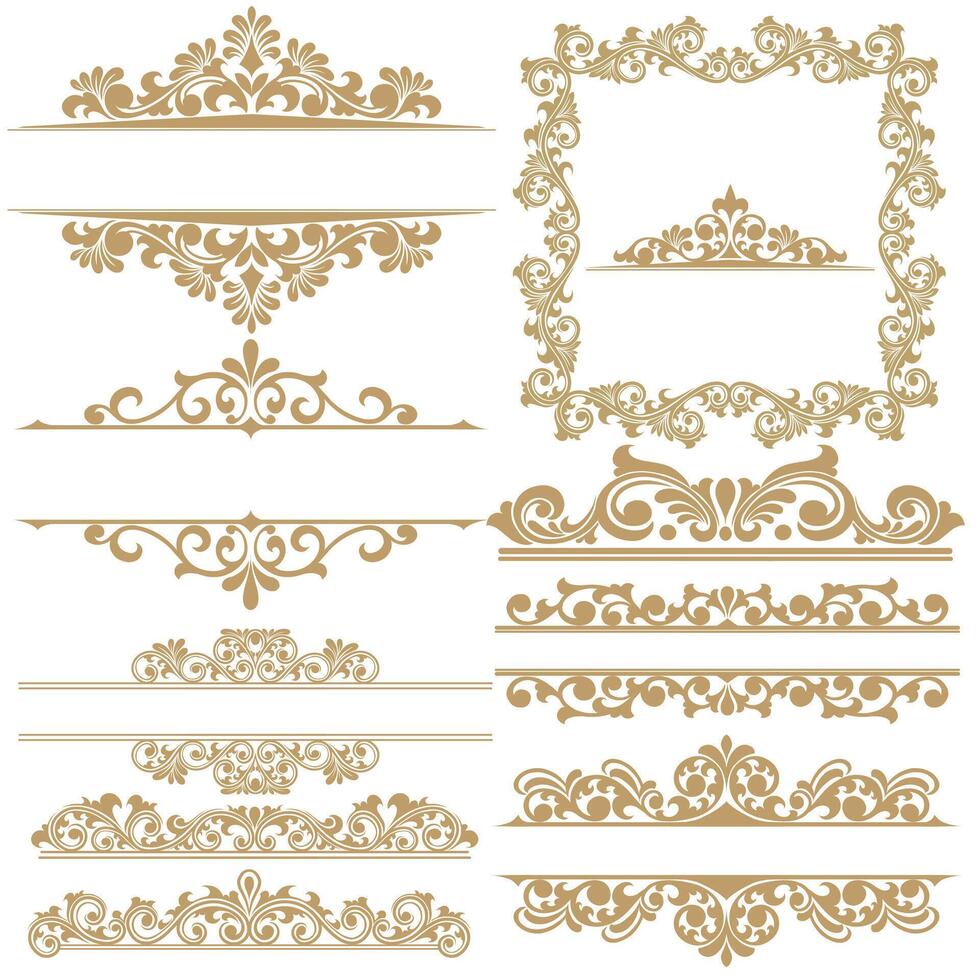 Set of frame ornament floral illustration design vector
