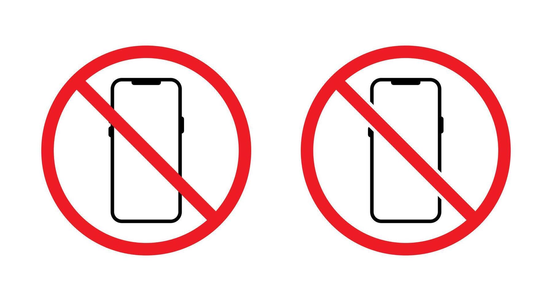 Smartphone with prohibition sign icon. Phone forbidden area symbol. No cellphone zone concept vector