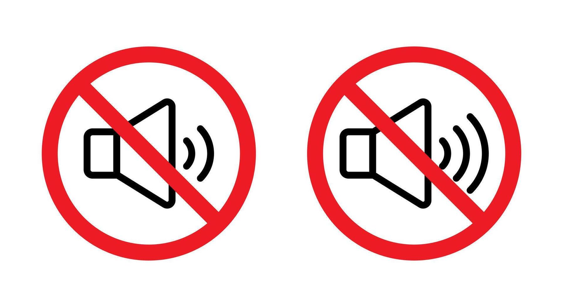 No noise sign. Sound prohibition icon. Audio speaker outline forbidden symbol vector