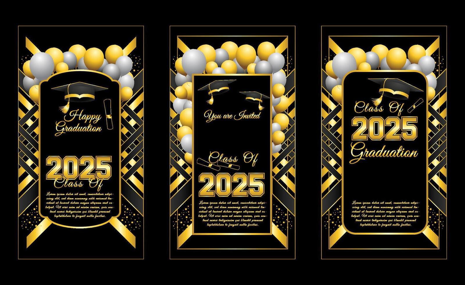 set of graduation class of 2025 invitation background vector