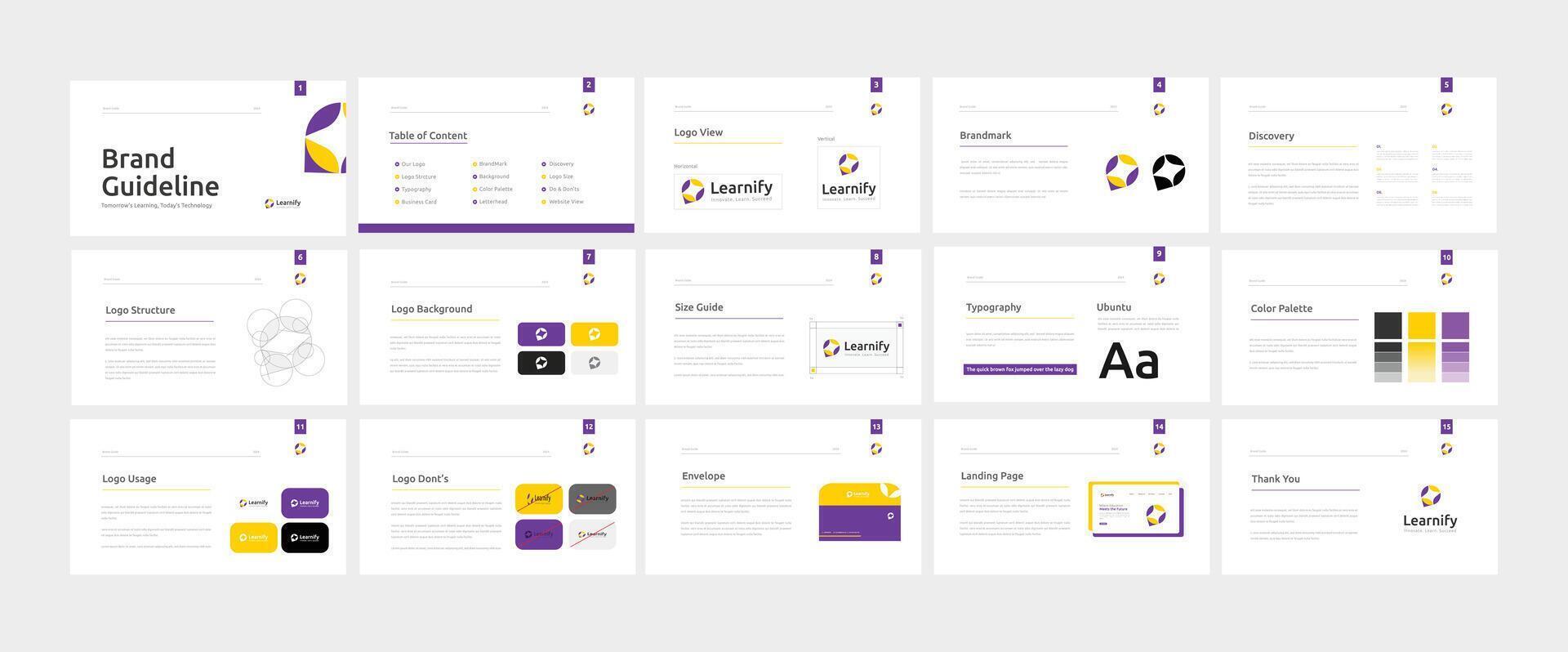 Brand Guidelines poster layout template. Brand identity presentation vector