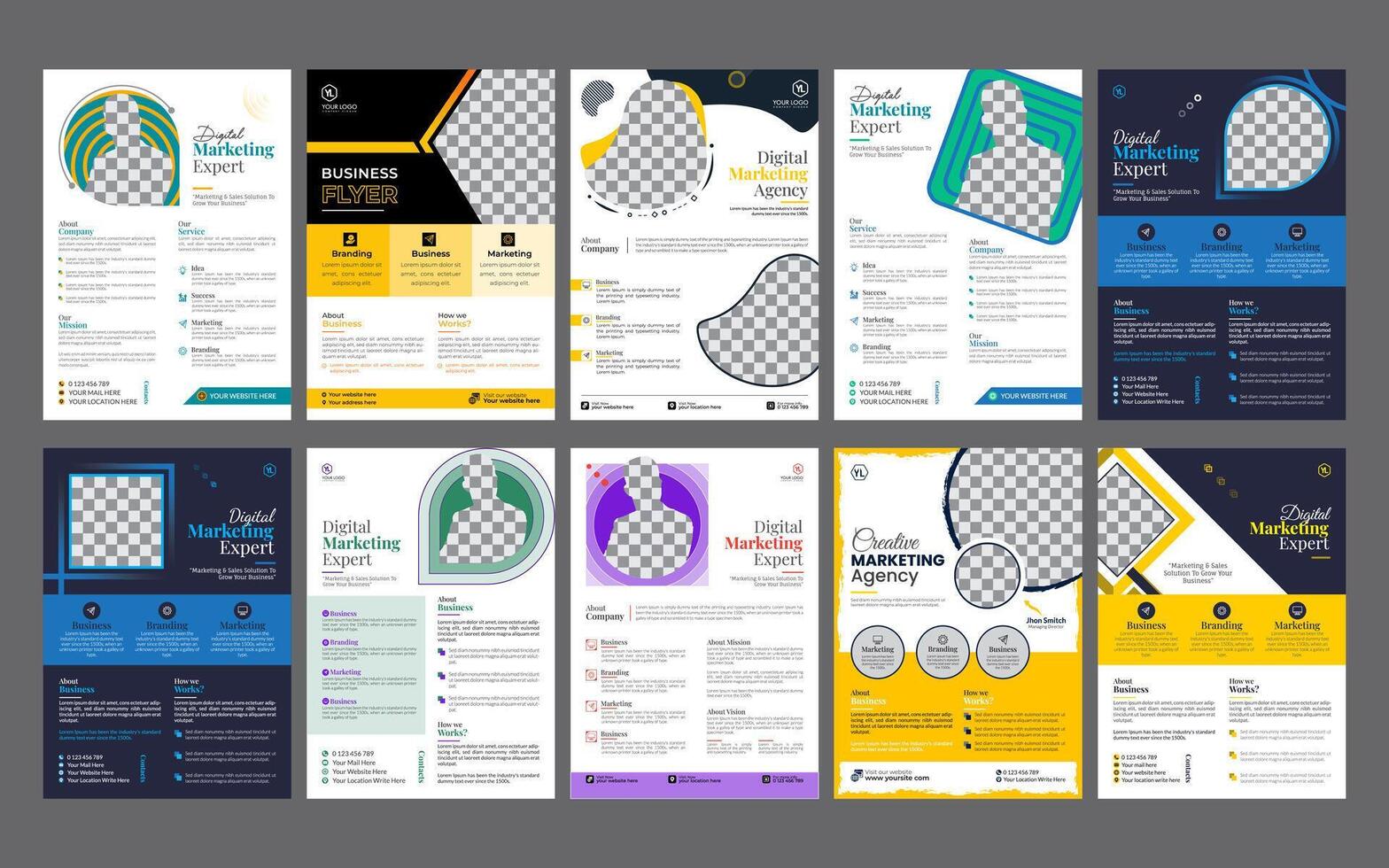 Business flyer design corporate flyer template geometric shape poster design brochure abstract gradient vector