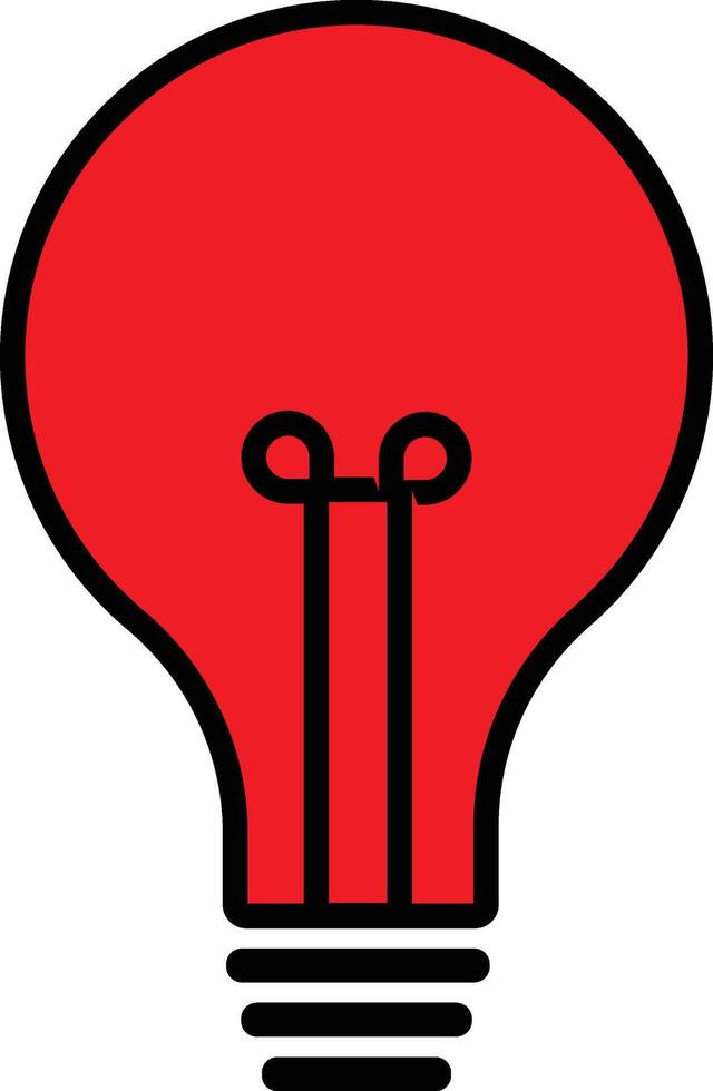 A simple, cartoon-style image of a light bulb with a red glow vector