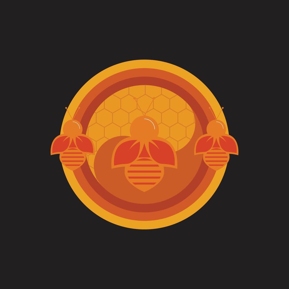 Modern Orange Color Tree Bees and Nest vector