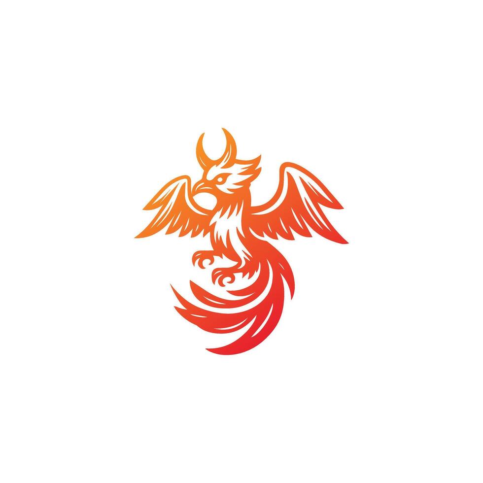 Wingspan of Mythical Fenix Firebird Logo Design.Flying Phoenix Eagle Falcon Hawk Logo Design vector