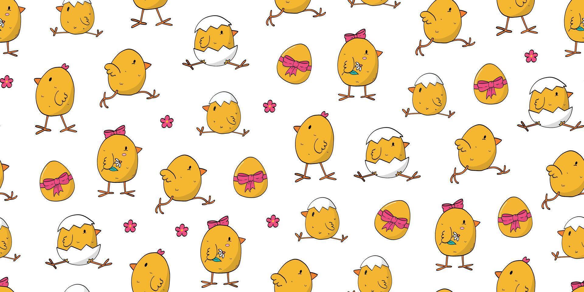 Easter seamless pattern with cute chicks for wallpaper, digital backgrounds, wrapping paper, nursery prints, textile, packaging, etc. EPS 10 vector