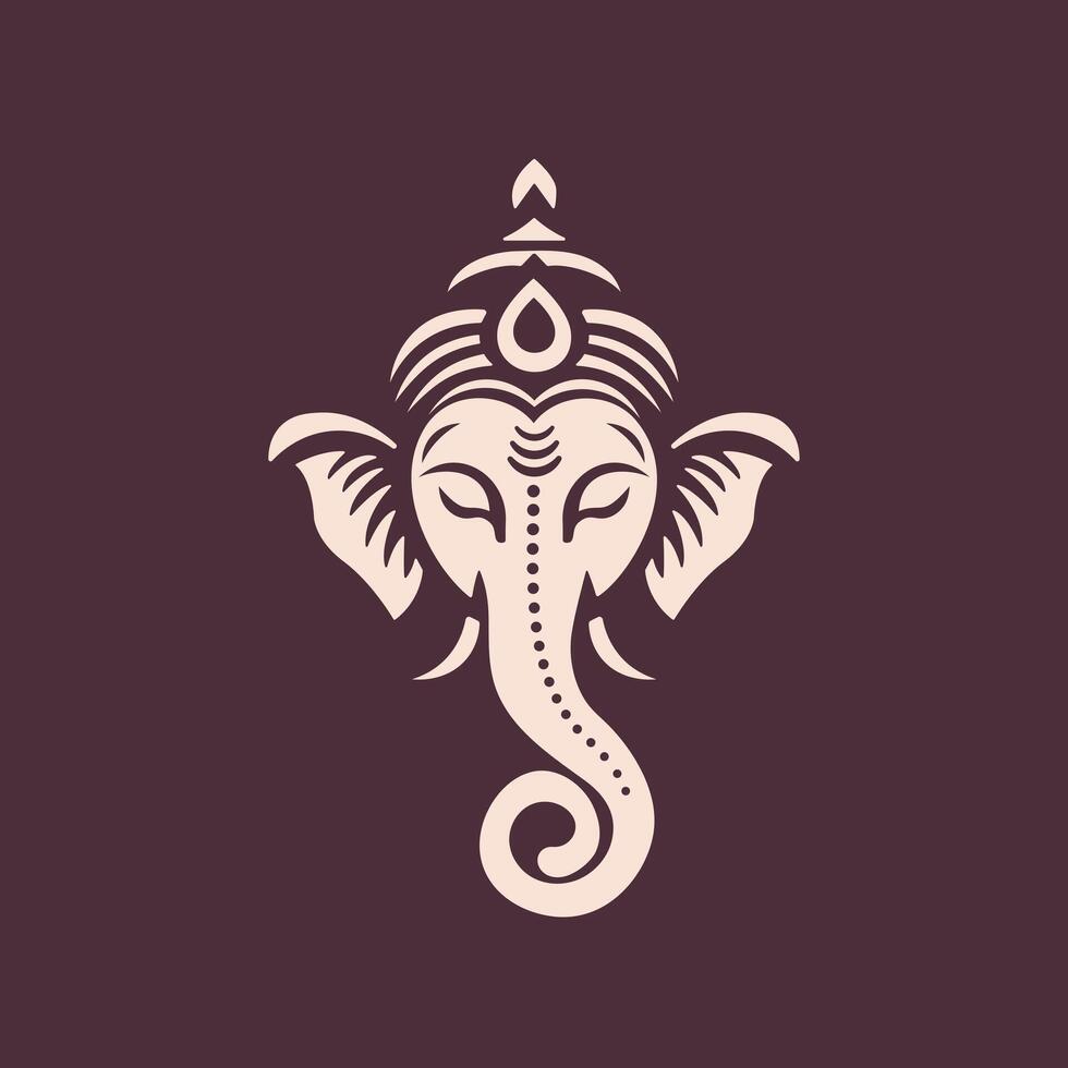 Lord Ganesha head logo minimalistic flat illustration vector