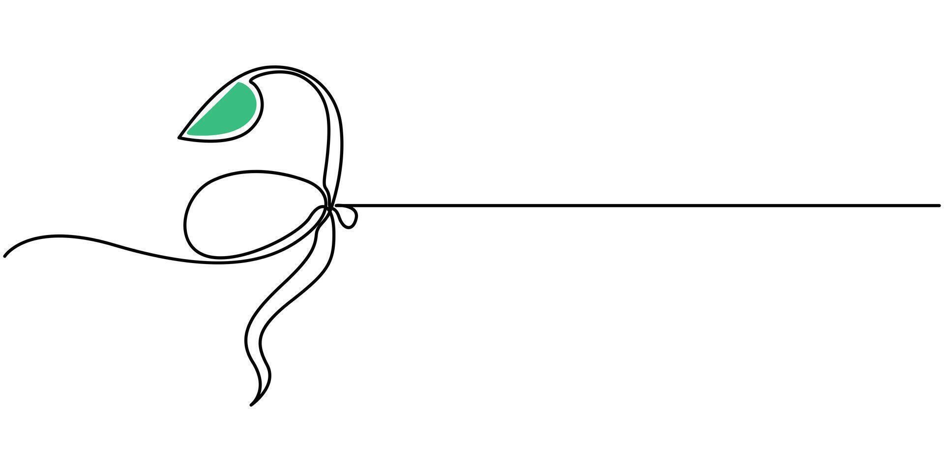 Growing sprout continuous one line drawing silhouette of growing green plant vector
