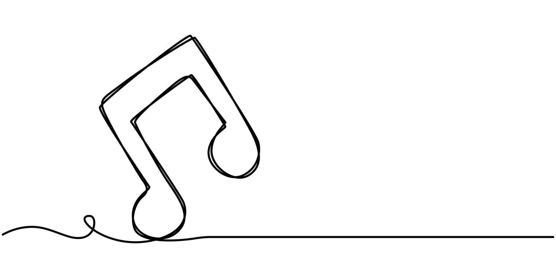 continuous one line single drawn note hand drawn picture silhouette doodle notes of the eighth vector