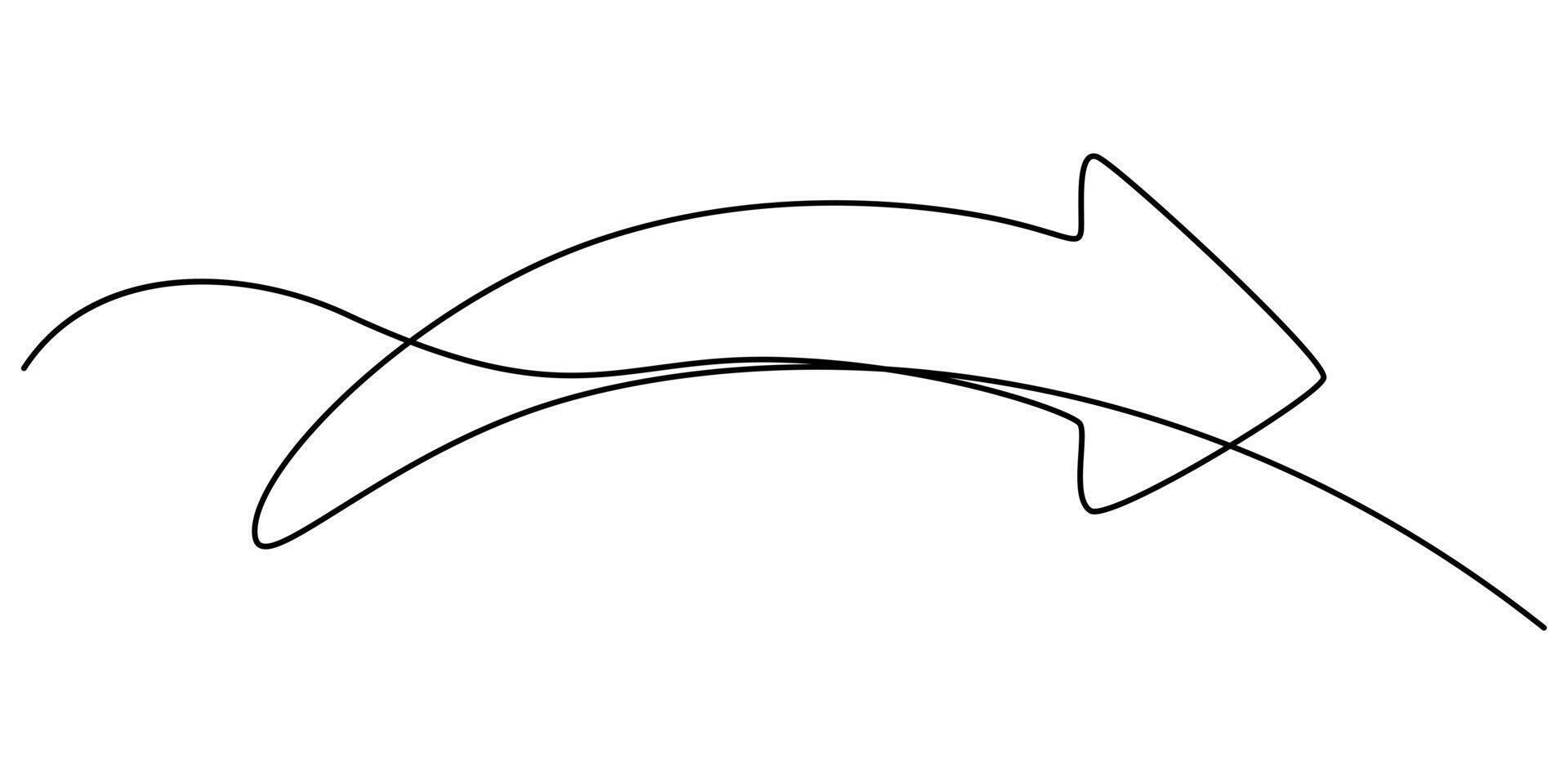 Arrow pointing right continuous one line drawing vector