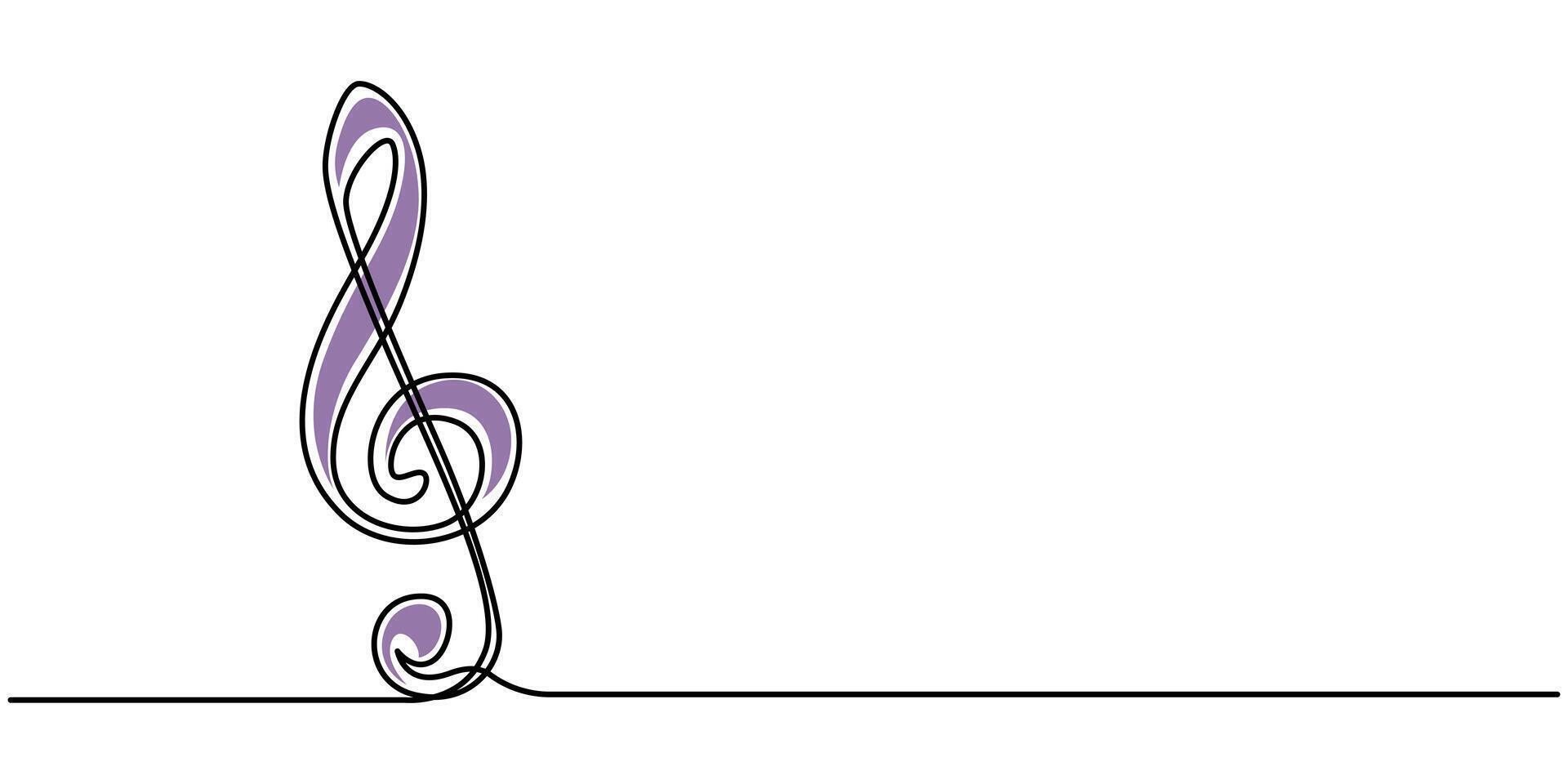 Musical Note Continuous One Line Drawing Icon vector