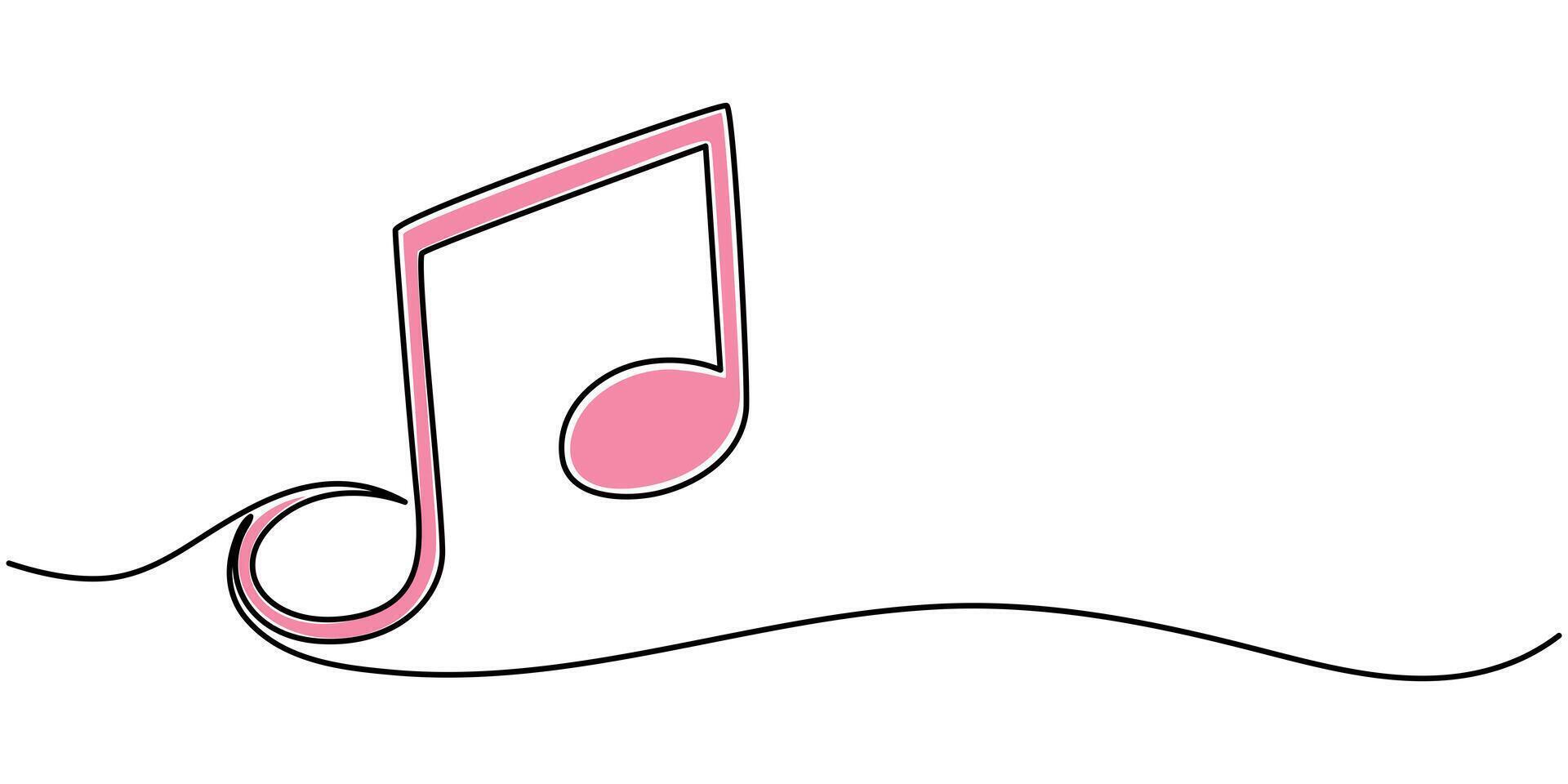 Continuous one line drawing of musical note musical note illustration vector