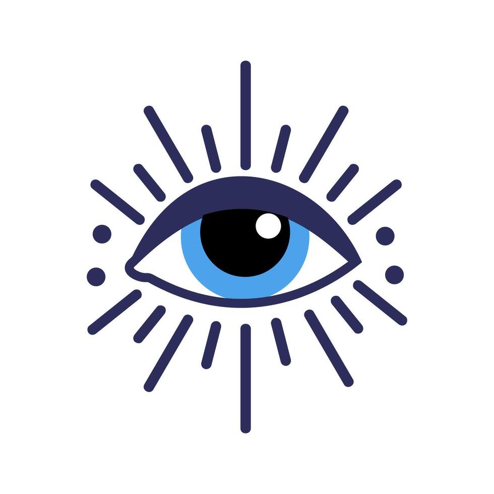 Evil eye of Providence. Linear illustration. Magic celestial witchcraft symbol. Masonic symbol. illustration. vector