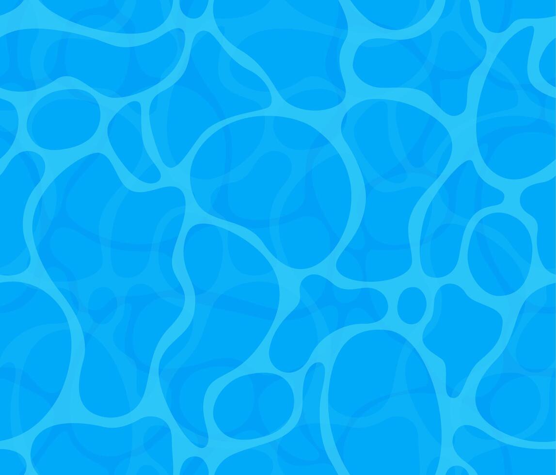 Blue water surface with ripple, top view textured seamless pattern. Sun light reflection in water, top view swimming pool, ocean, sea. illustration. vector