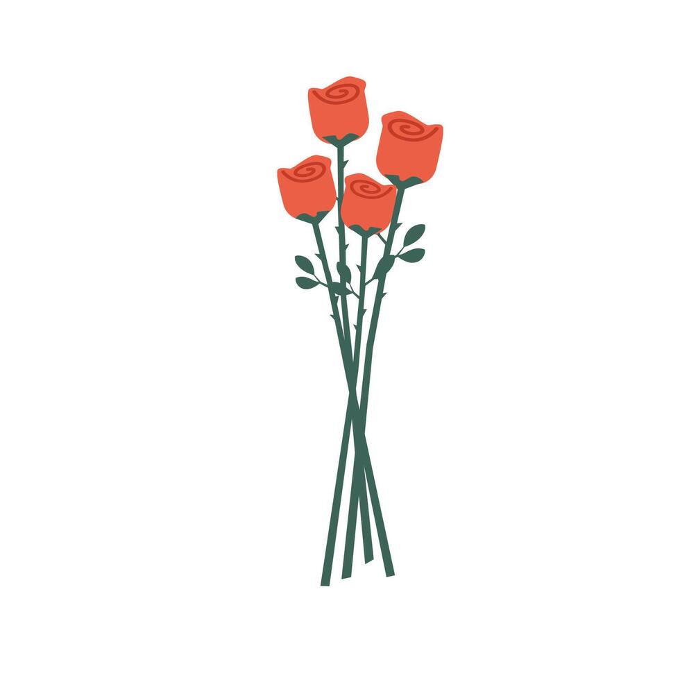 Red roses. Rose flower illustration. Florist. Flower shop. Flower gift. Floral present. Rose clip art. vector