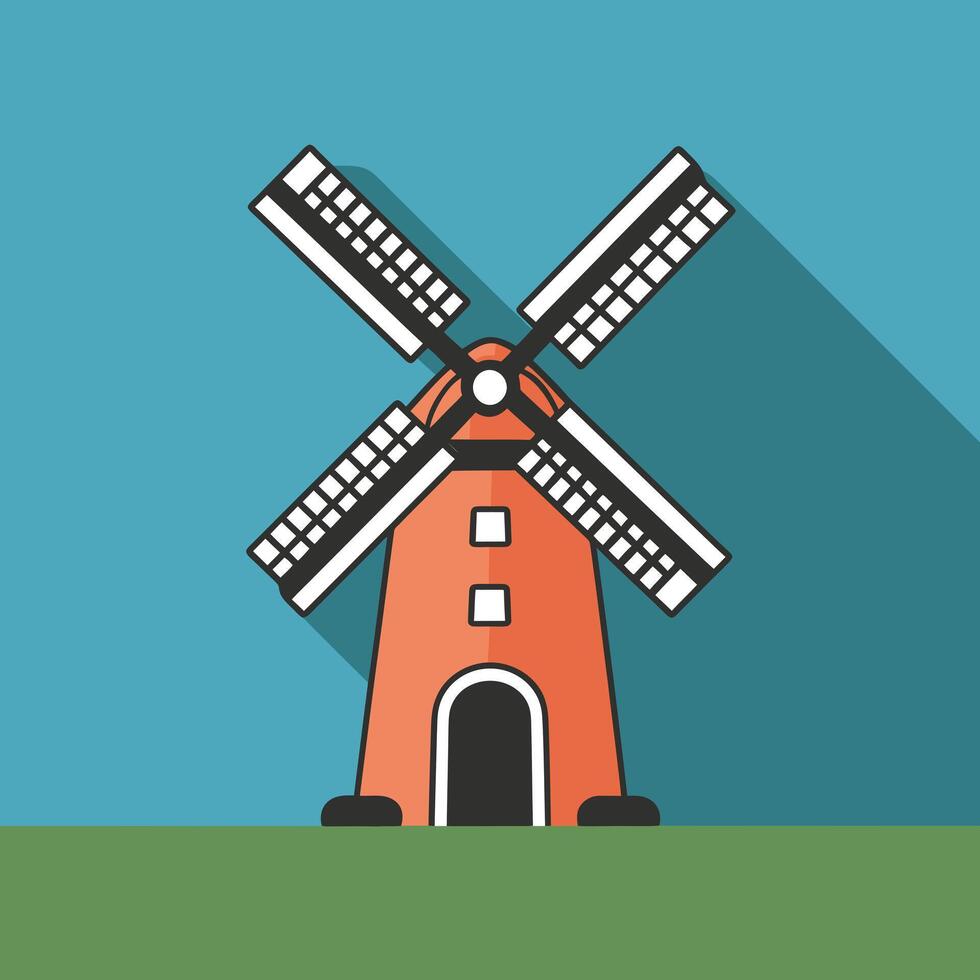 A windmill icon with a long shadow vector