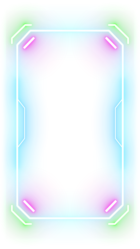 Glowing neon frame futuristic high tech HUD interface hologram element. png