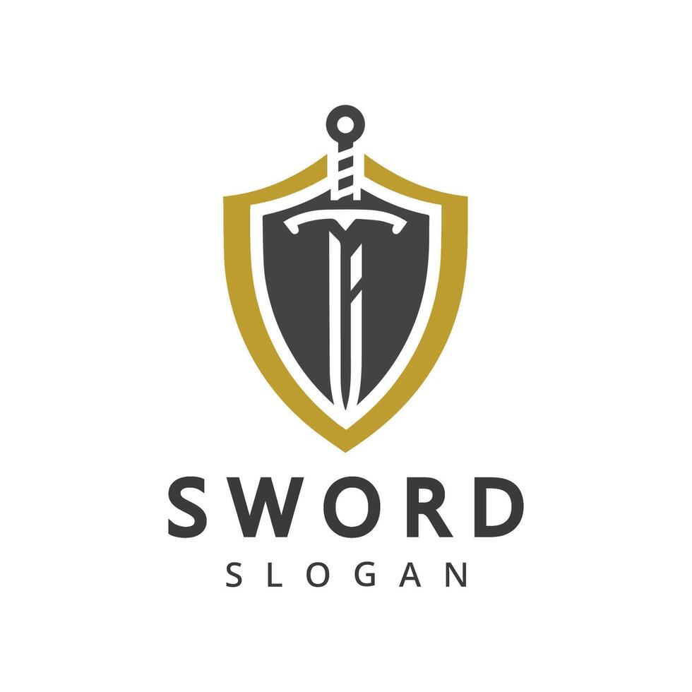 shield with sword logo security symbol vector