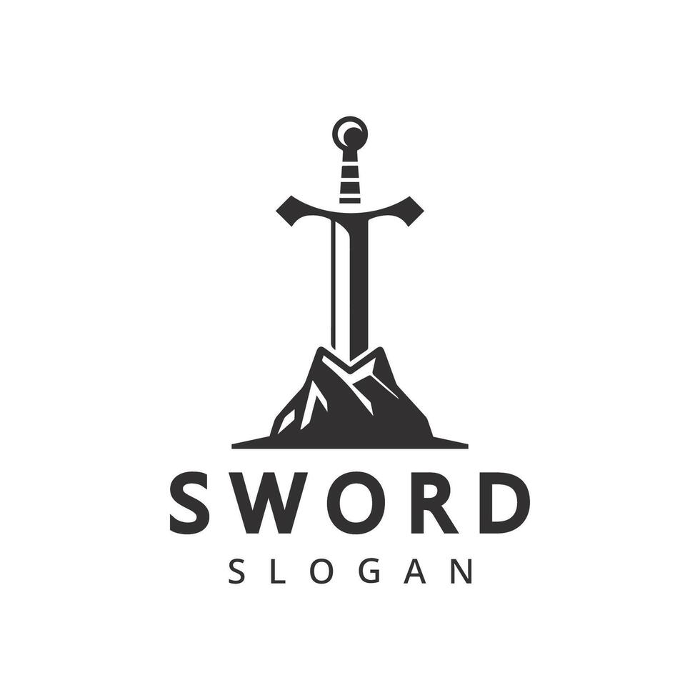 Sword logo with rock vector