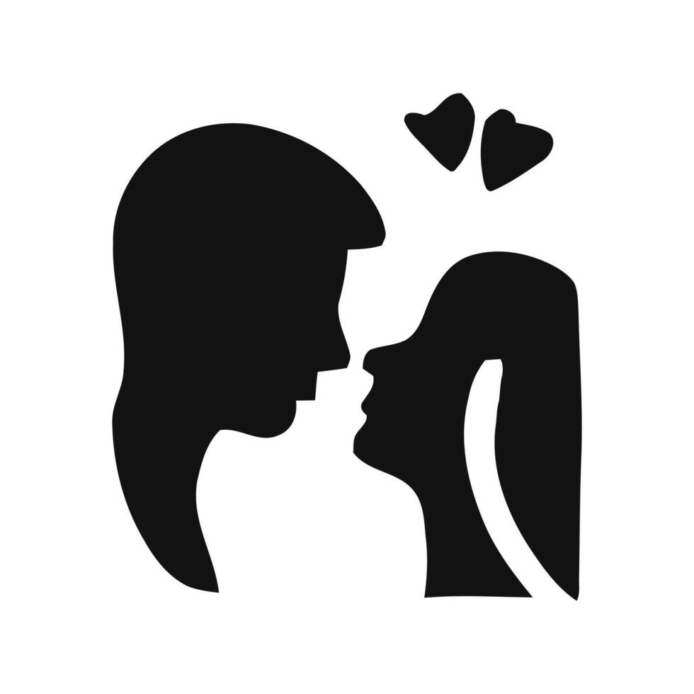 a black and white silhouette of a man and woman kissing vector
