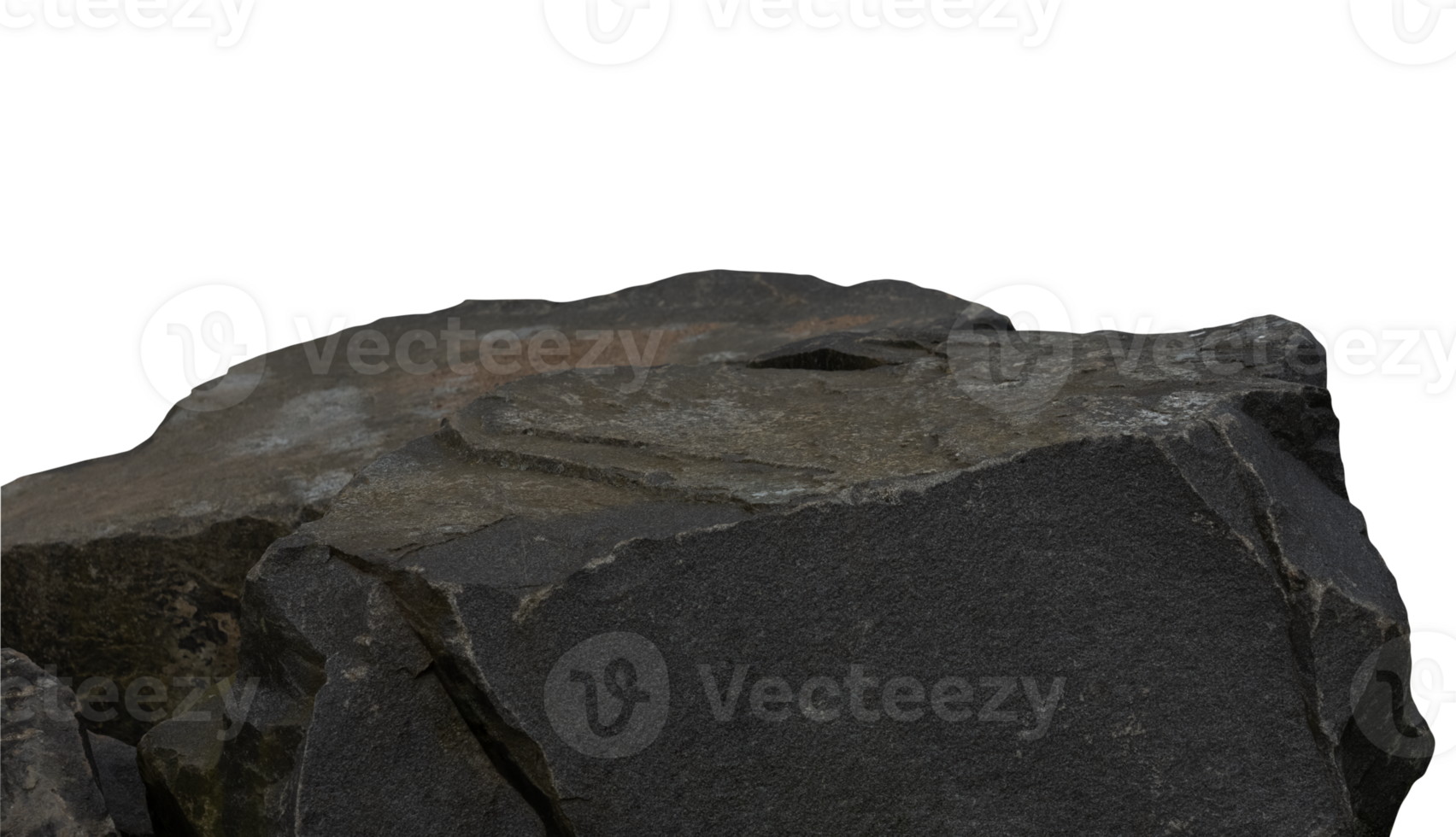 Stone Rock podium isolated for Product Display,Rock cliff grunge.Sea Rock Shelf with rough surface texture png