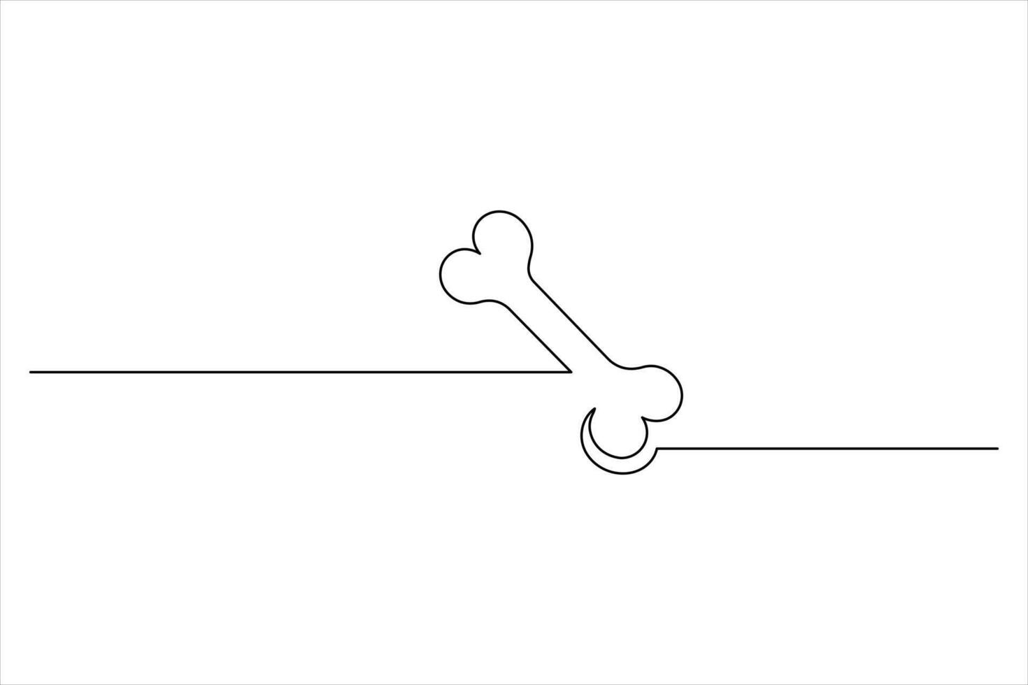 Dog bone one line drawing vector