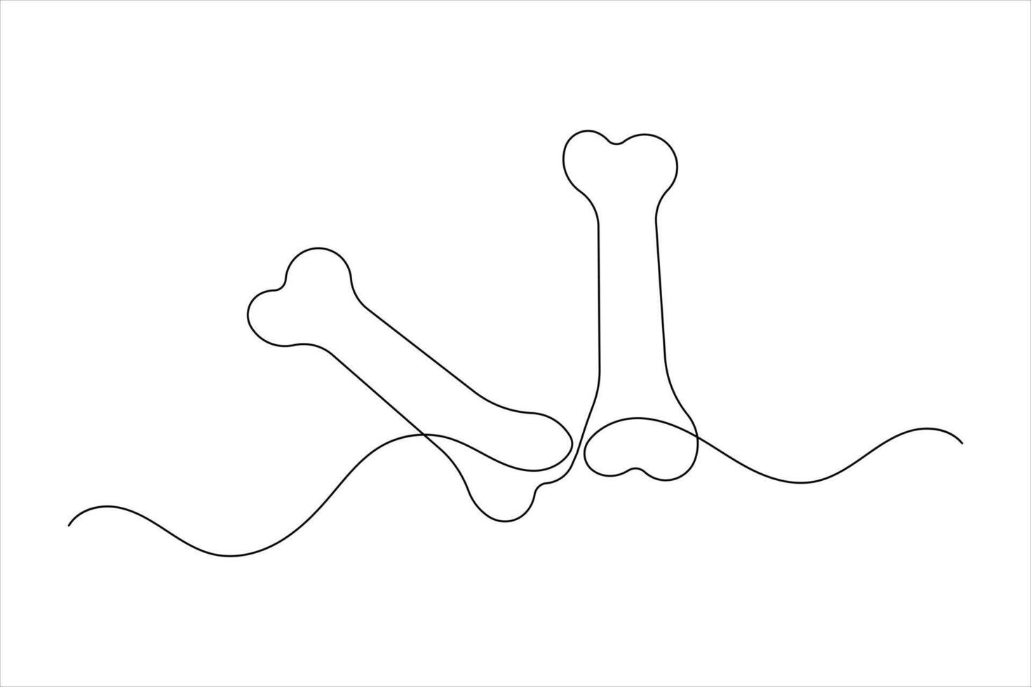 Dog bone single line drawing art of isolated continuous outline illustration vector