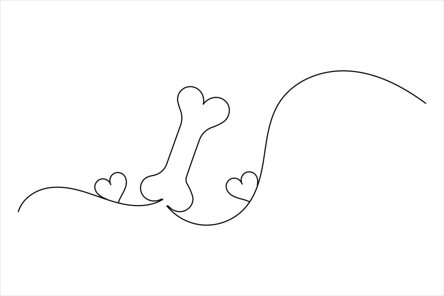 bone single line drawing art vector