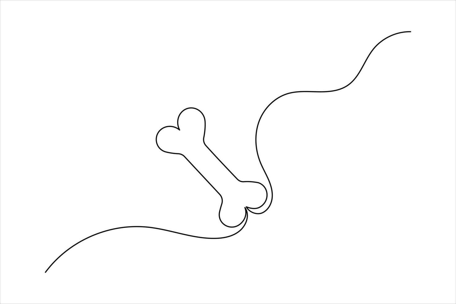 Dog bone one line drawing art vector