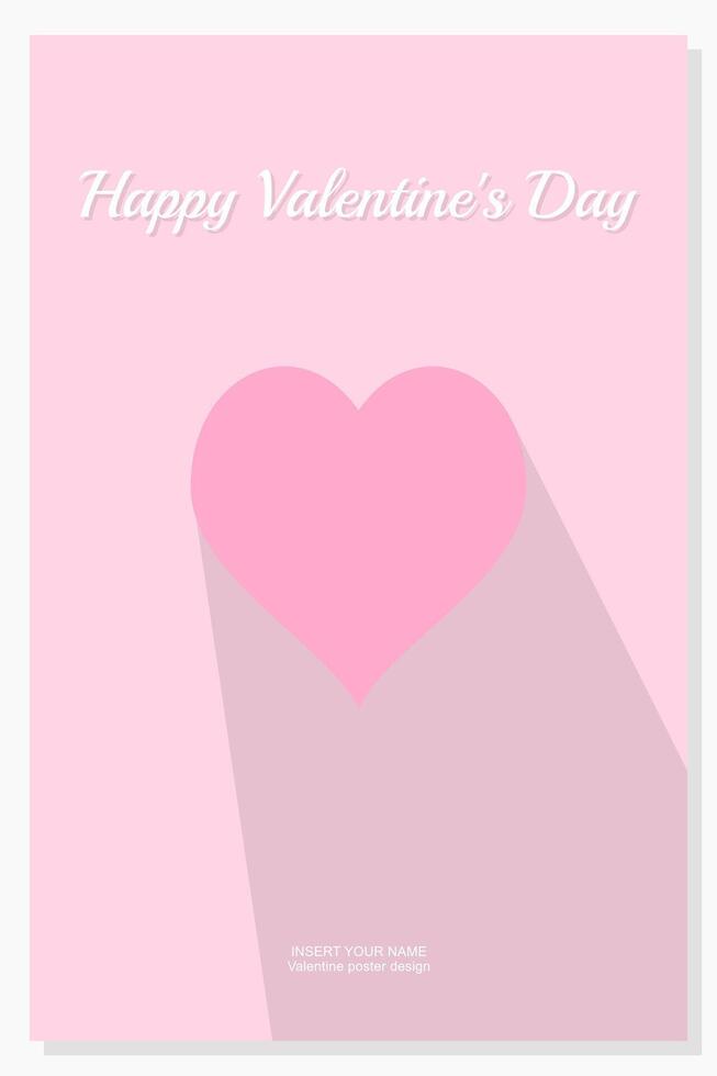 Happy Valentines Day Card with Pink Heart on Pink Background vector