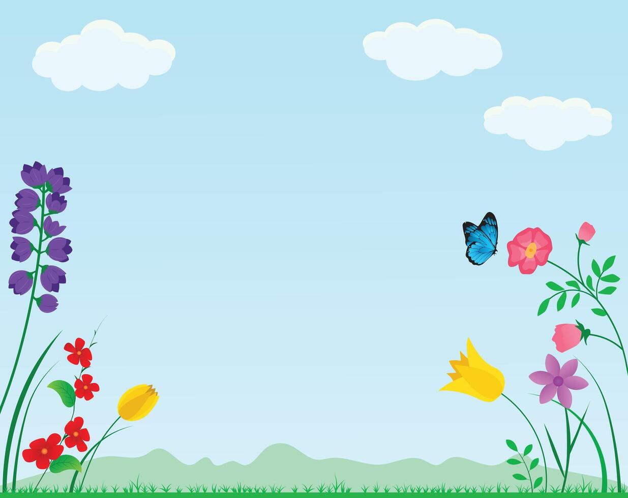 spring background with different flowers vector
