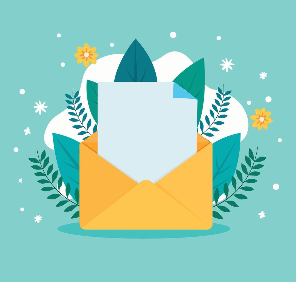 opened envelope with blank letter inside flat design vector