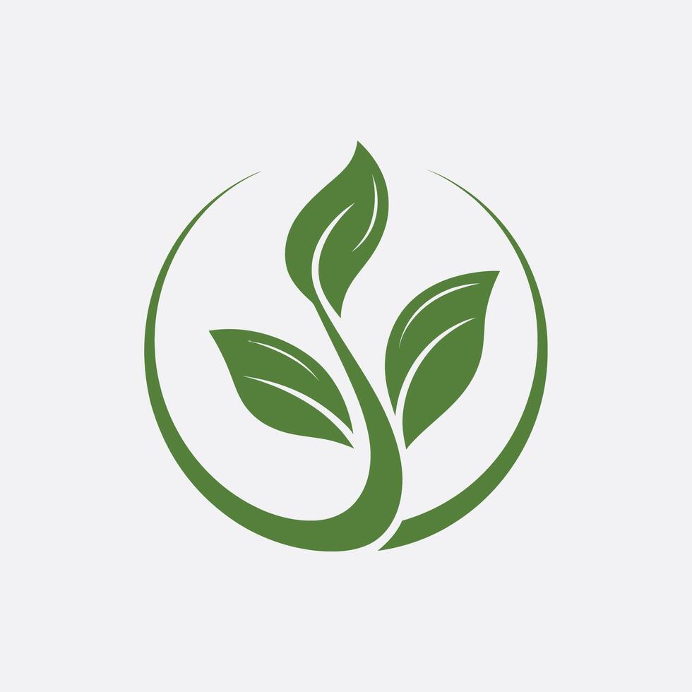 leaves green logo design with gradient vector