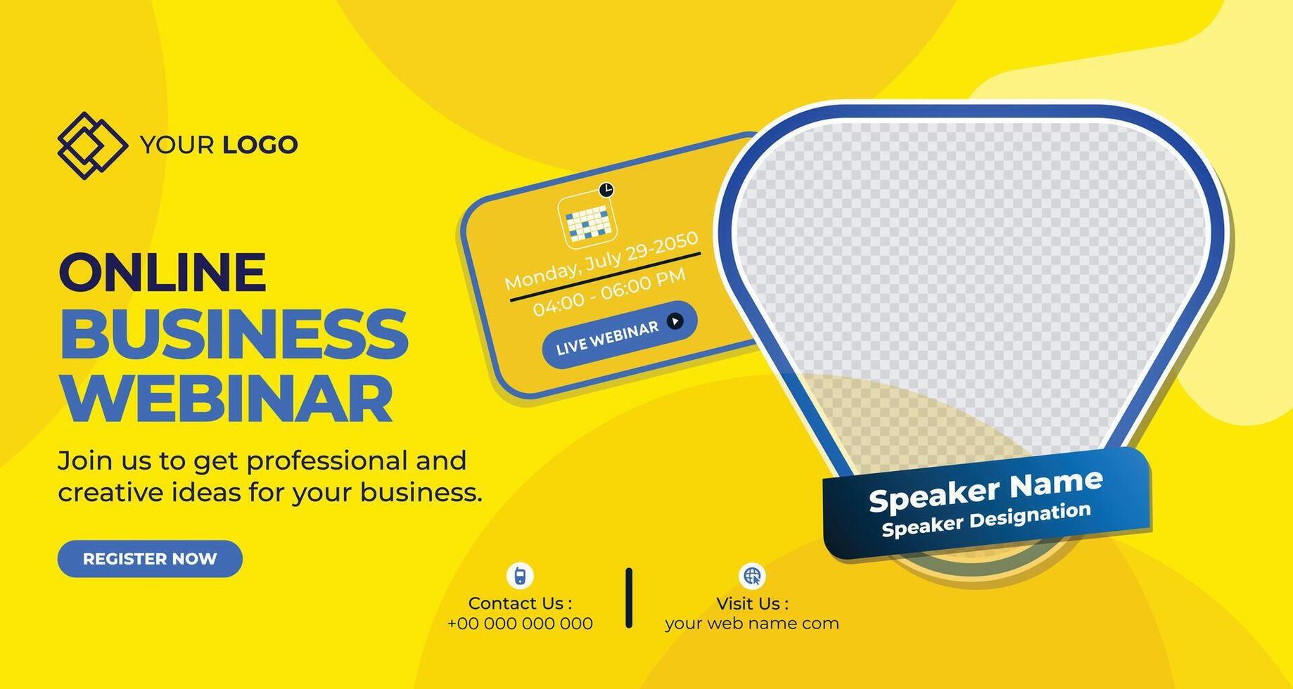 Online Live Corporate Business Webinar Web Banner. Annual Business Invitation Conference Template vector
