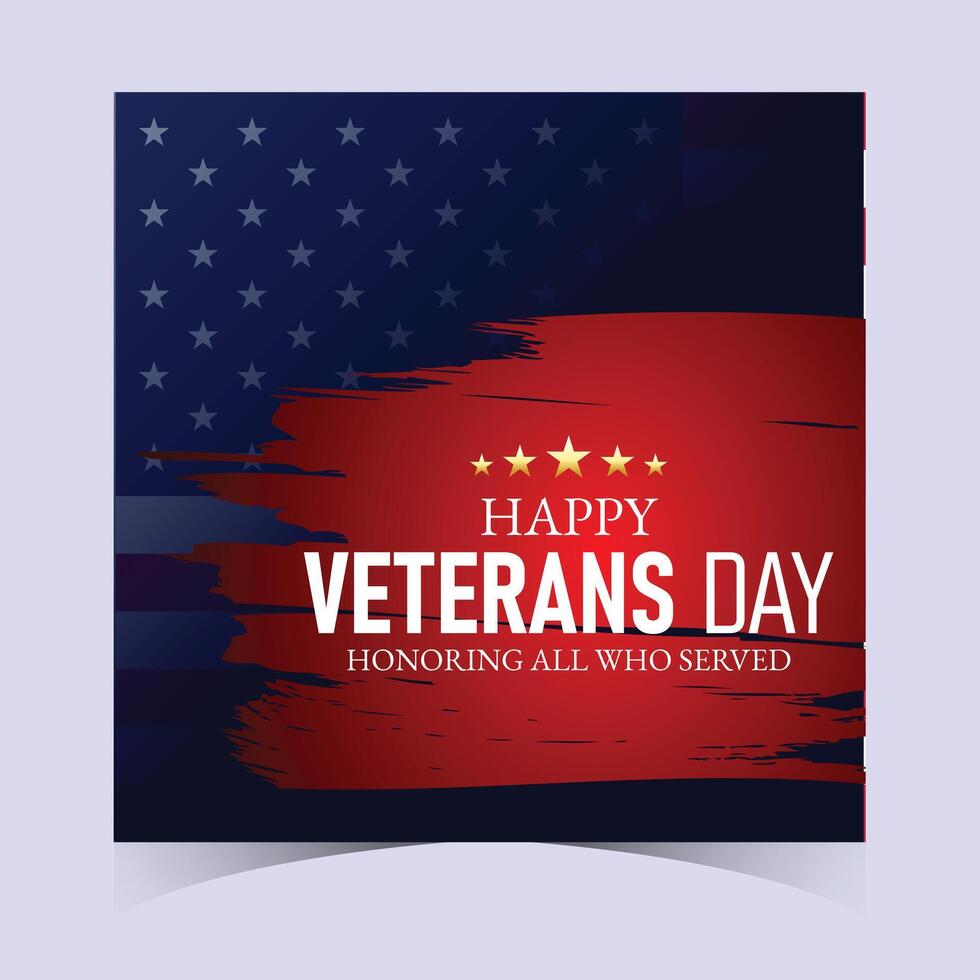 Veterans Day patriotic design with red and blue brush strokes and USA flag elements for a festive look celebrating military service and American heroes vector