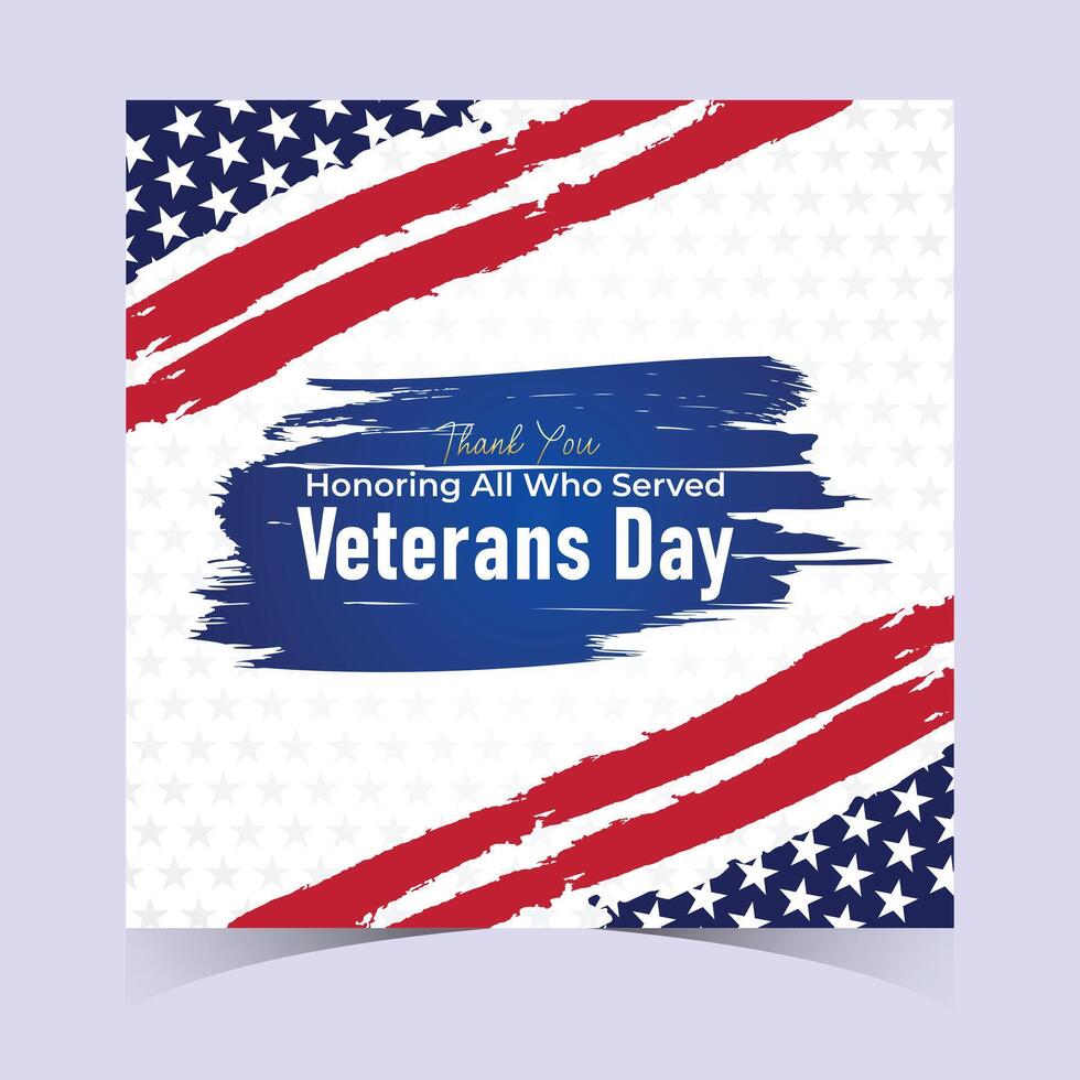 graphic design for Veterans Day featuring a red, white, and blue theme with an American flag, stars, and stripes to honor military service and heroes vector