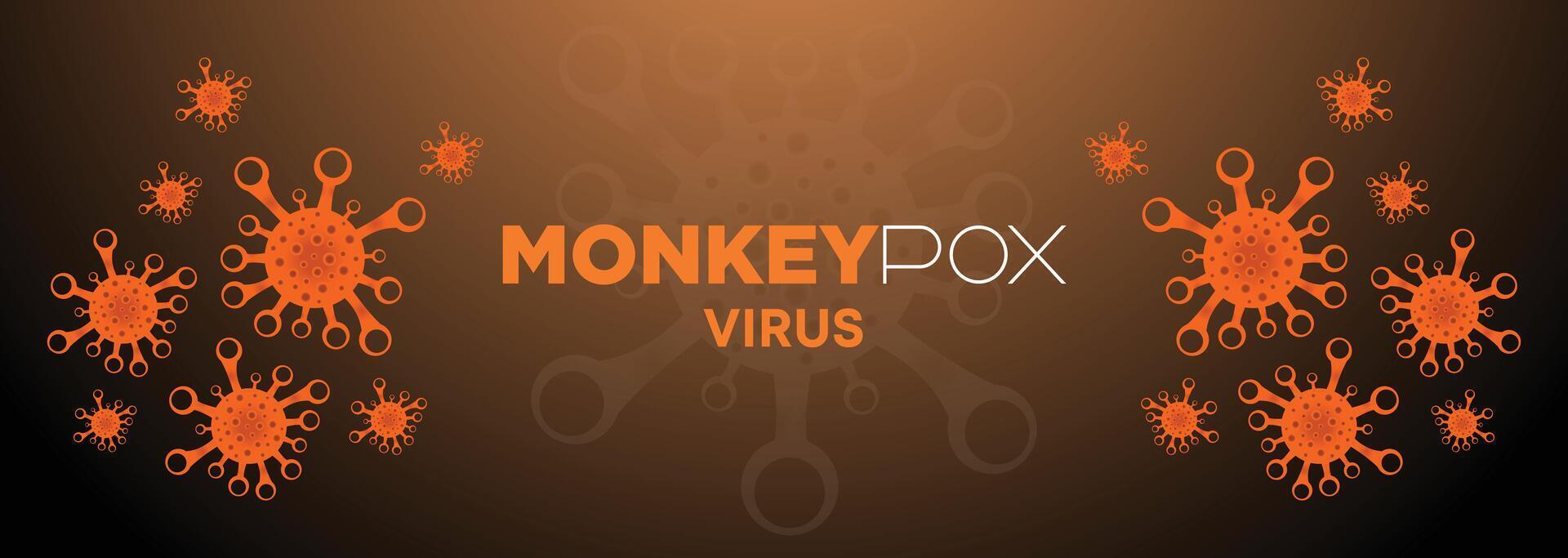 Monkeypox virus graphic design with orange virus cells on a dark background, symbolizing health awareness and viral infections with modern scientific visuals vector