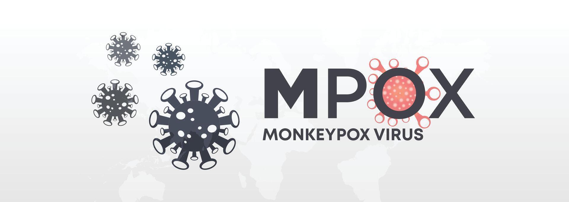 Monkeypox virus awareness graphic with blue background and virus cells, highlighting global health concerns and disease prevention with a scientific visual approach vector