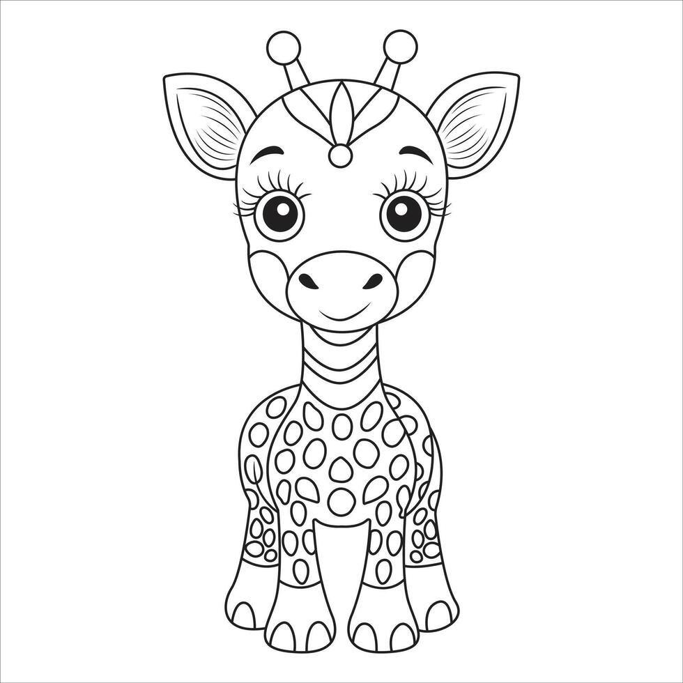 Cute Cartoon Giraffe Outline for Coloring vector