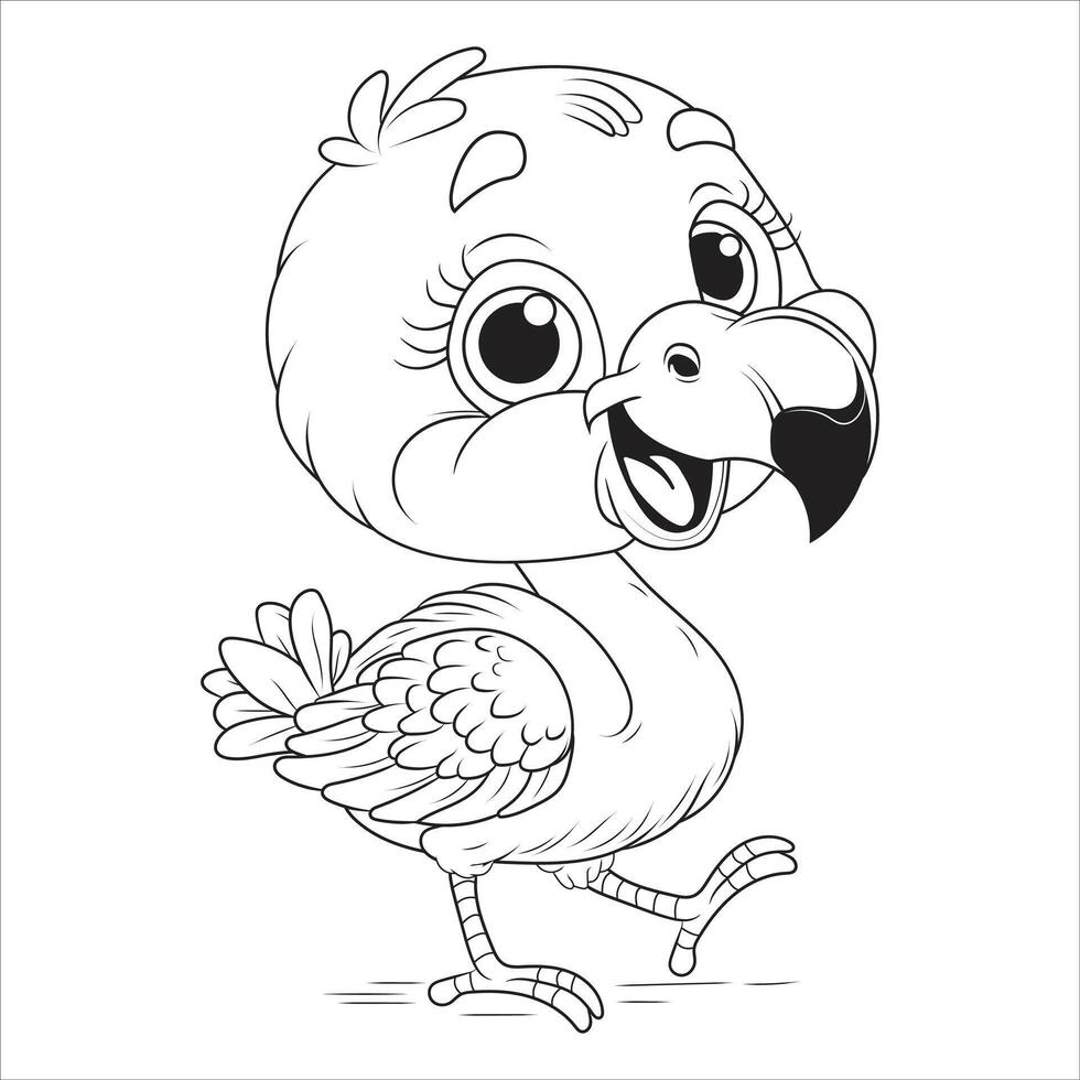 Cute Cartoon Dodo Bird Outline for Coloring vector