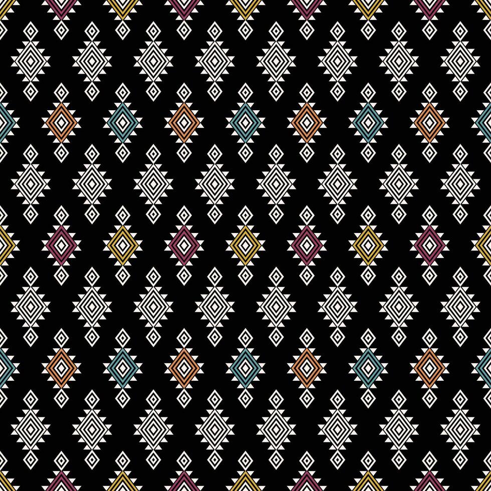 multi colored ethnic geometric tenun pattern vector