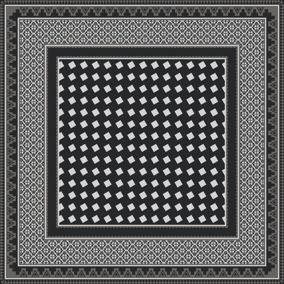 monochrome ethnic border frame scarf vector