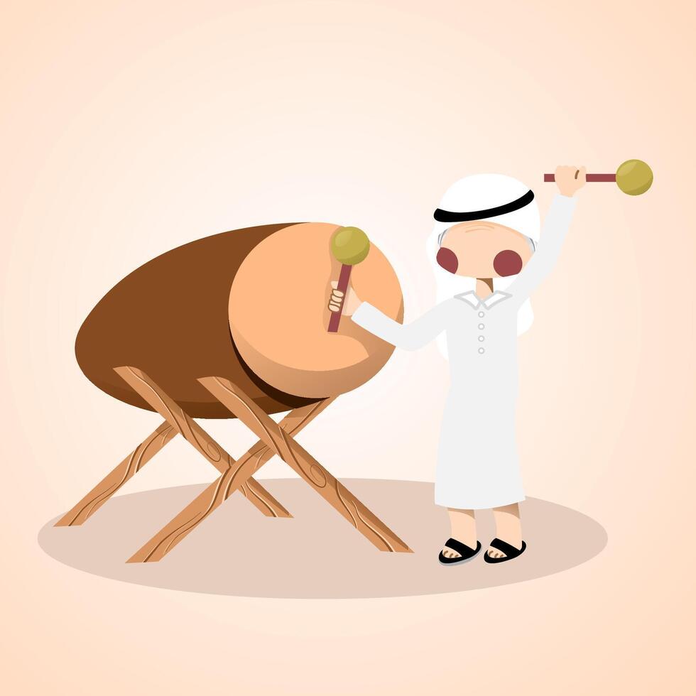 Illustration of men beat bedug or drum vector