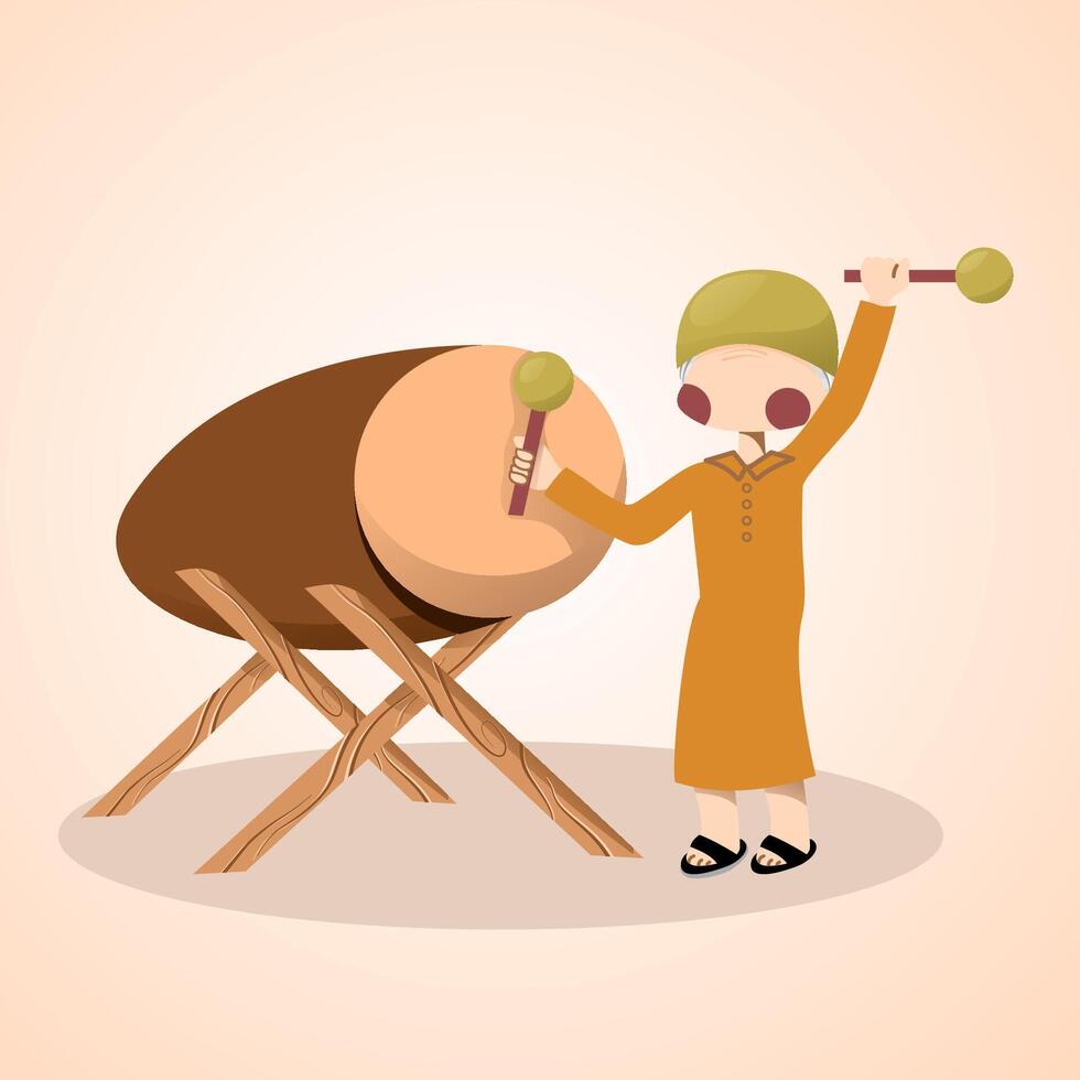 Illustration of men beat a bedug vector
