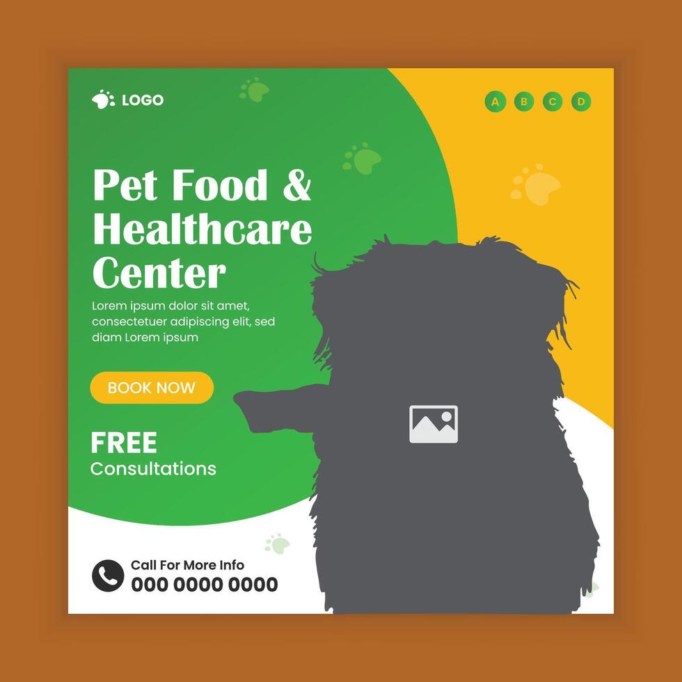 Pet healthcare and food sale social media post design or pet business web square post banner template vector