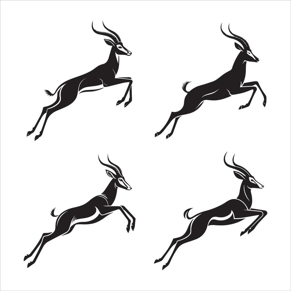Antelope in Mid-Leap Silhouette vector