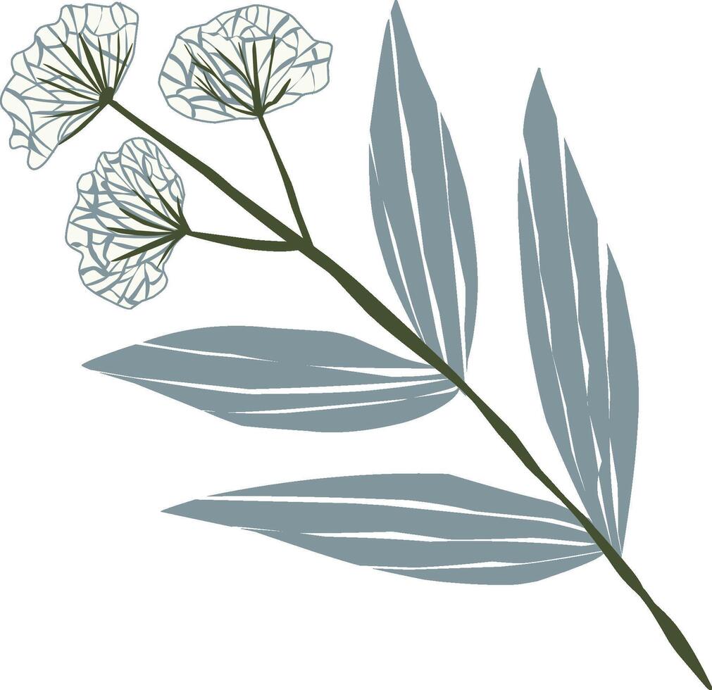 Minimalist white flower illustration with unique shapes and abstract style. Perfect for greeting card designs, posters, or as a graphic element for modern creative projects vector