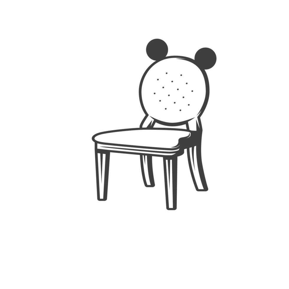 children chair lineart for coloring page vector